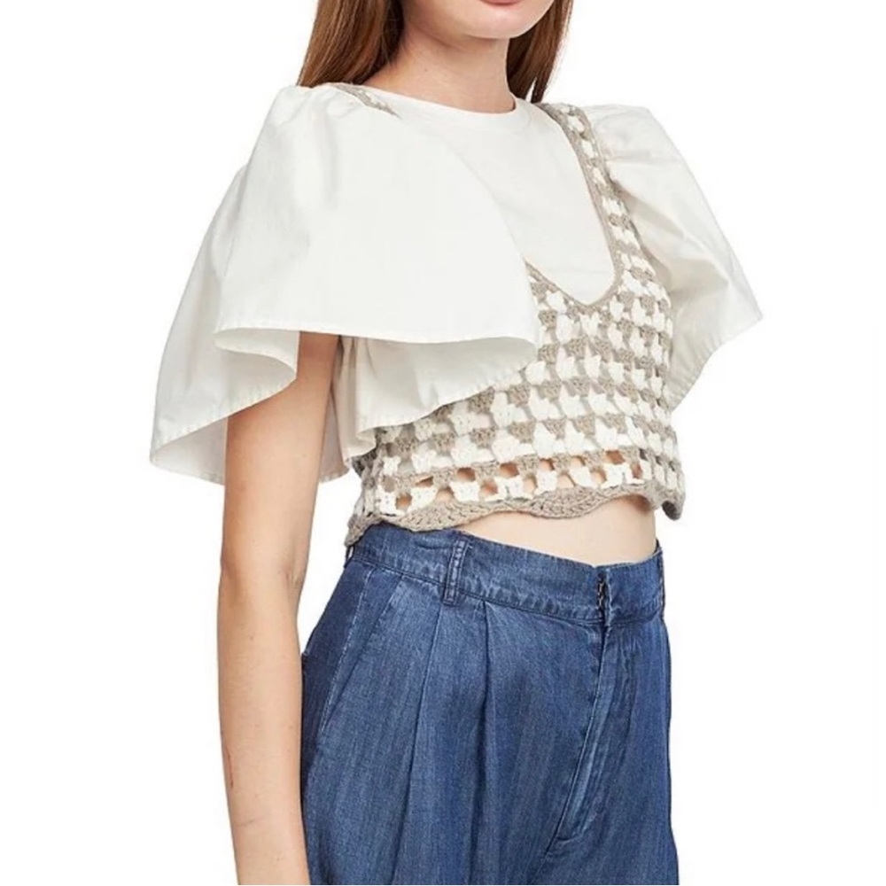 NWT • EN SAISON Mirabeau Crochet Twofer Top